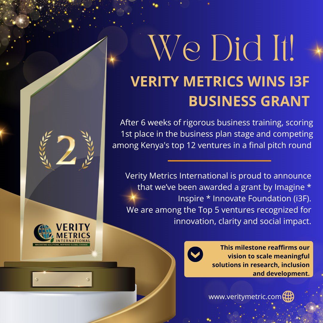 Verity Metrics International receiving the i3F Business Grant recognition